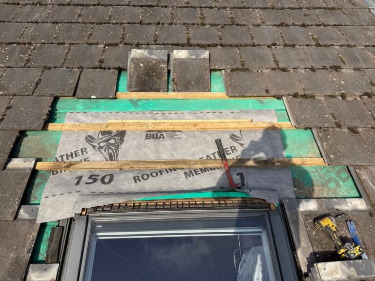 Rooflight junction exposed during roofing repairs